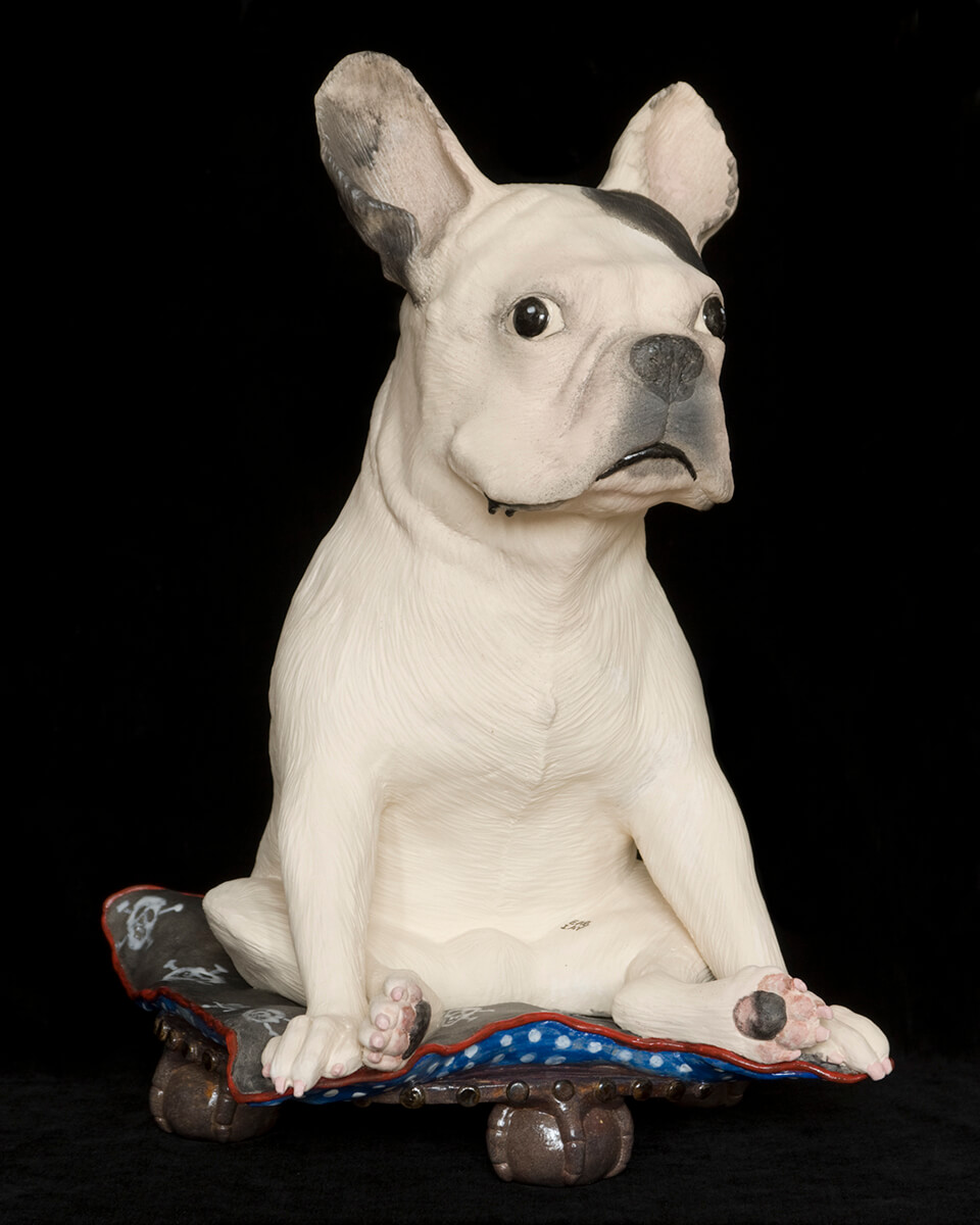 Figurative ceramic sculpture of a French Bulldog called Balu (sold)