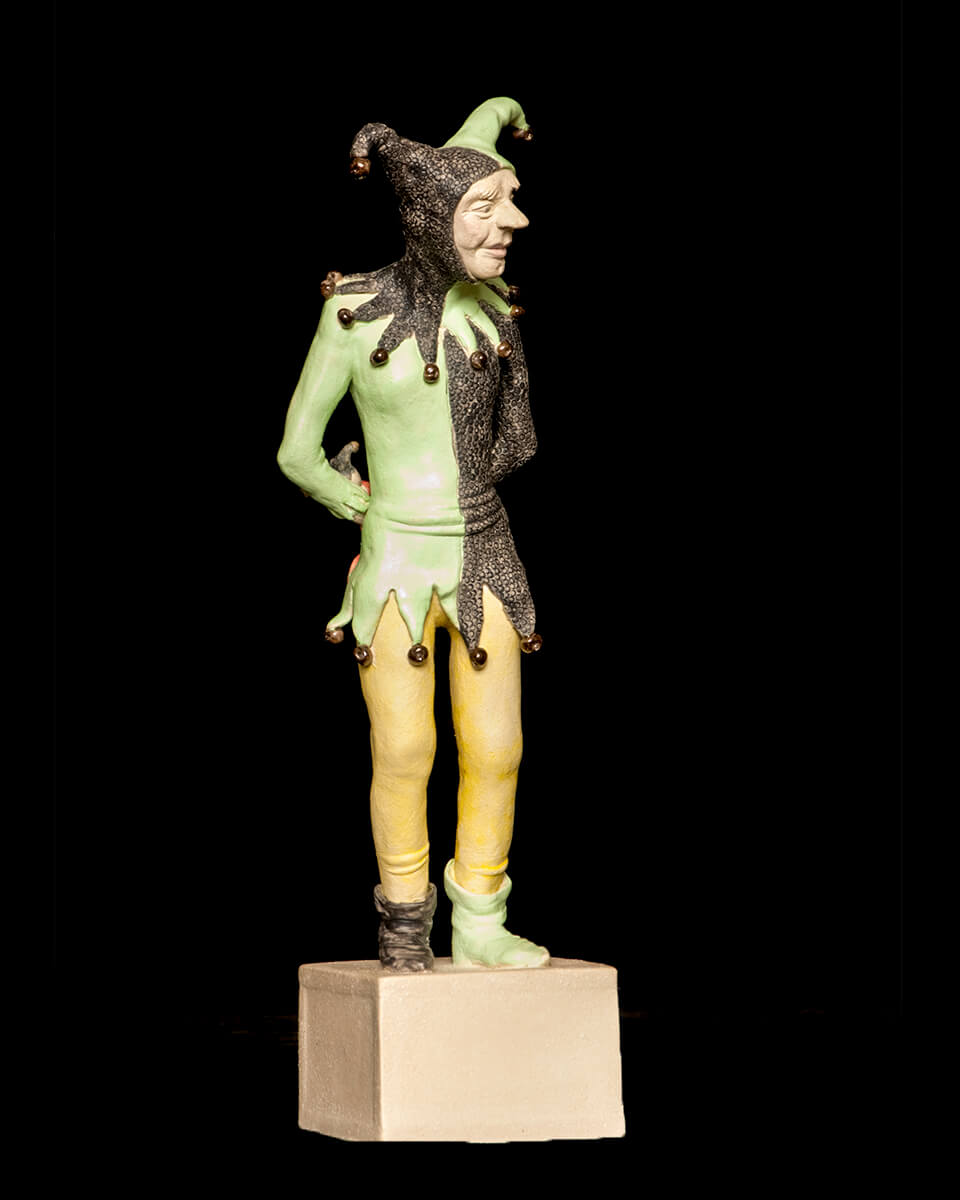 Figurative ceramic sculpture of a Jester called Bayyard