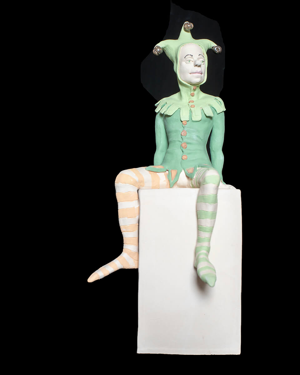 Figurative ceramic sculpture of a Jester called Maplehurst