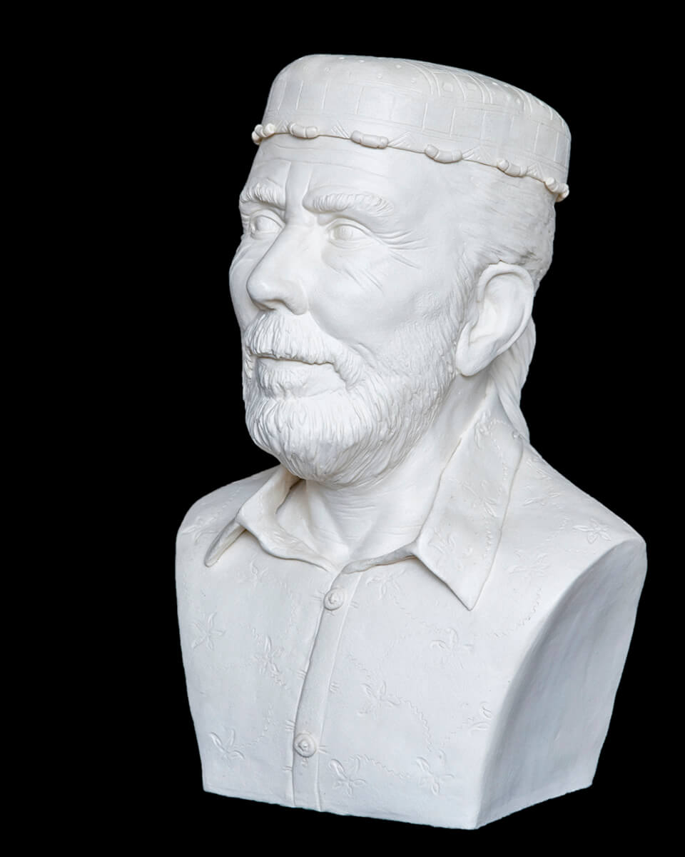 Figurative ceramic sculpture of a man called Bob Roach