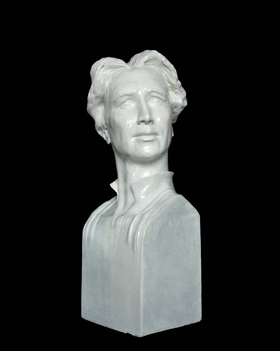 Figurative ceramic sculpture of a man called Mervyn Peake
