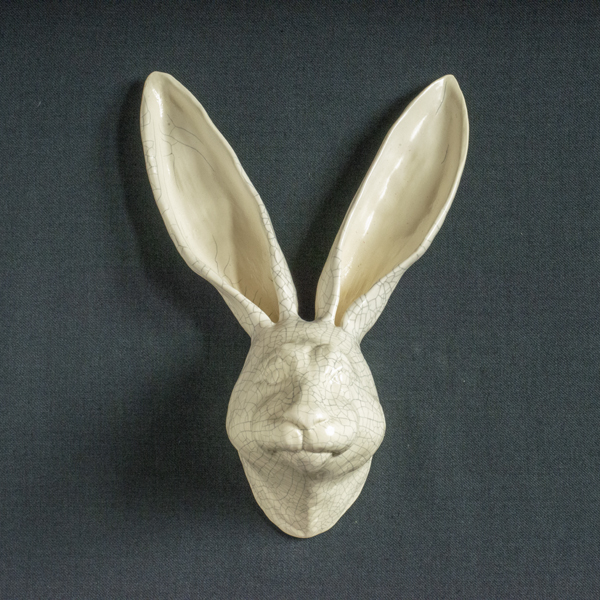 Figurative ceramic sculpture of a Hare
