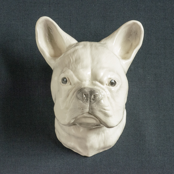 Figurative ceramic sculpture of a French Bulldog