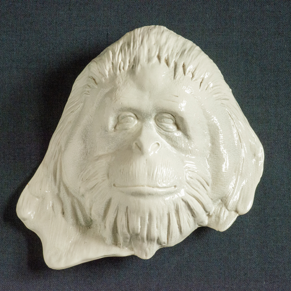 Figurative ceramic sculpture of an Orangutan