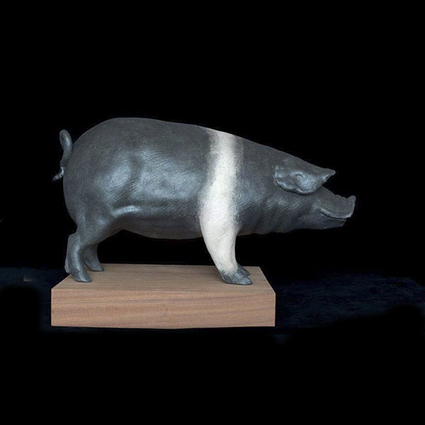 Figurative ceramic sculpture of an Pig