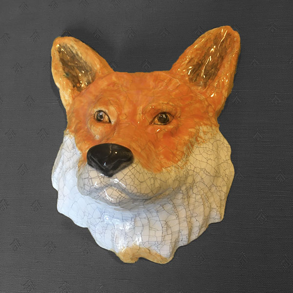 Figurative ceramic sculpture of an Fox