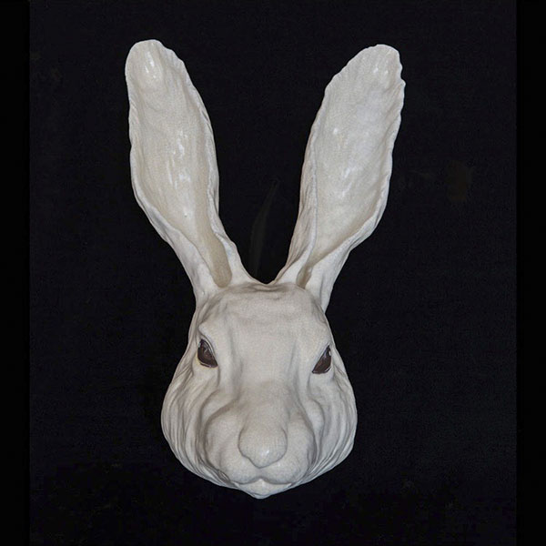 Figurative ceramic sculpture of a Large Hare