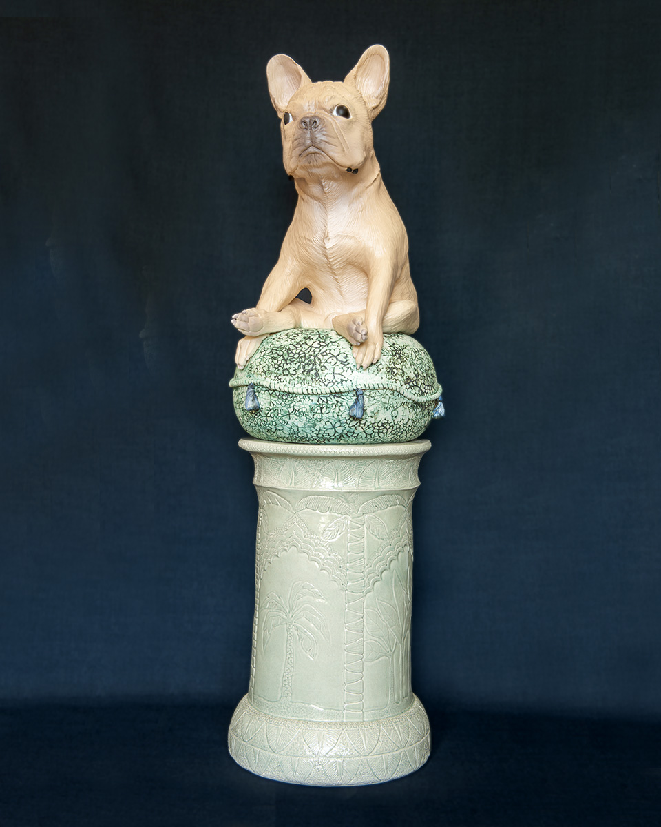 Figurative ceramic sculpture of French Bulldog 'Archie'